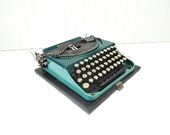 Vintage Typewriter Remington Portable 2 Green Turquoise Manual Typewriter