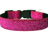Hot Pink Dog Collar 1" Pink Glitter Dog Collar