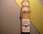 Fiery Habanero Custom Gourmet Culinary Sea Salt  Blend in 1.25 ounce Glass Vial