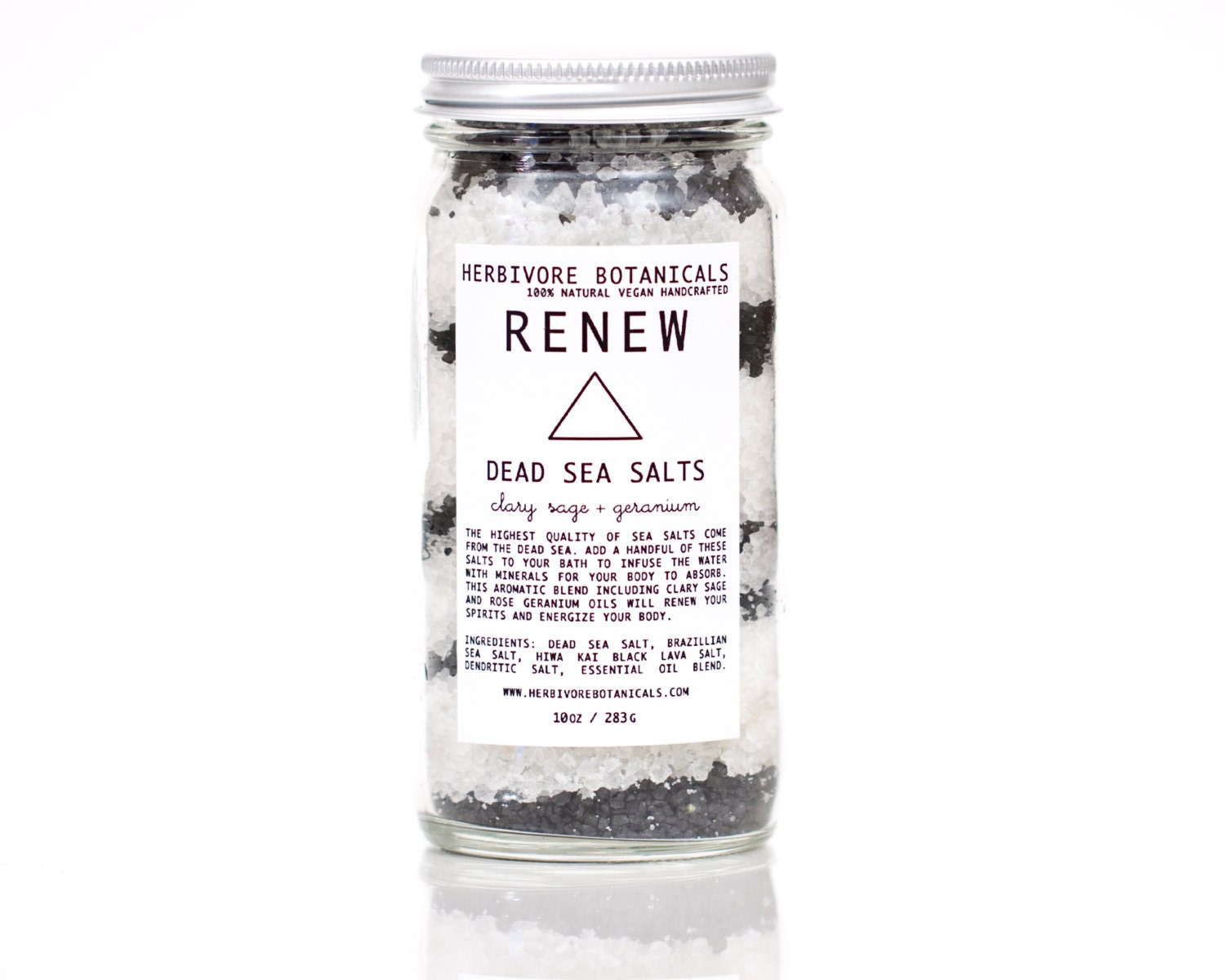 Renew Bath Salts.Dead Sea Salt. 100% Natural. Made with Essential Oils. 10 oz. Jar of Bath Salts.