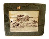 Large Sepia Tone Antique Wheat Or Hay Harvest Photograph