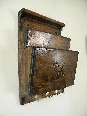 Wall mounted Wood mailbox/sorter. Mail organizer Also great for tv remote control storage or magazines