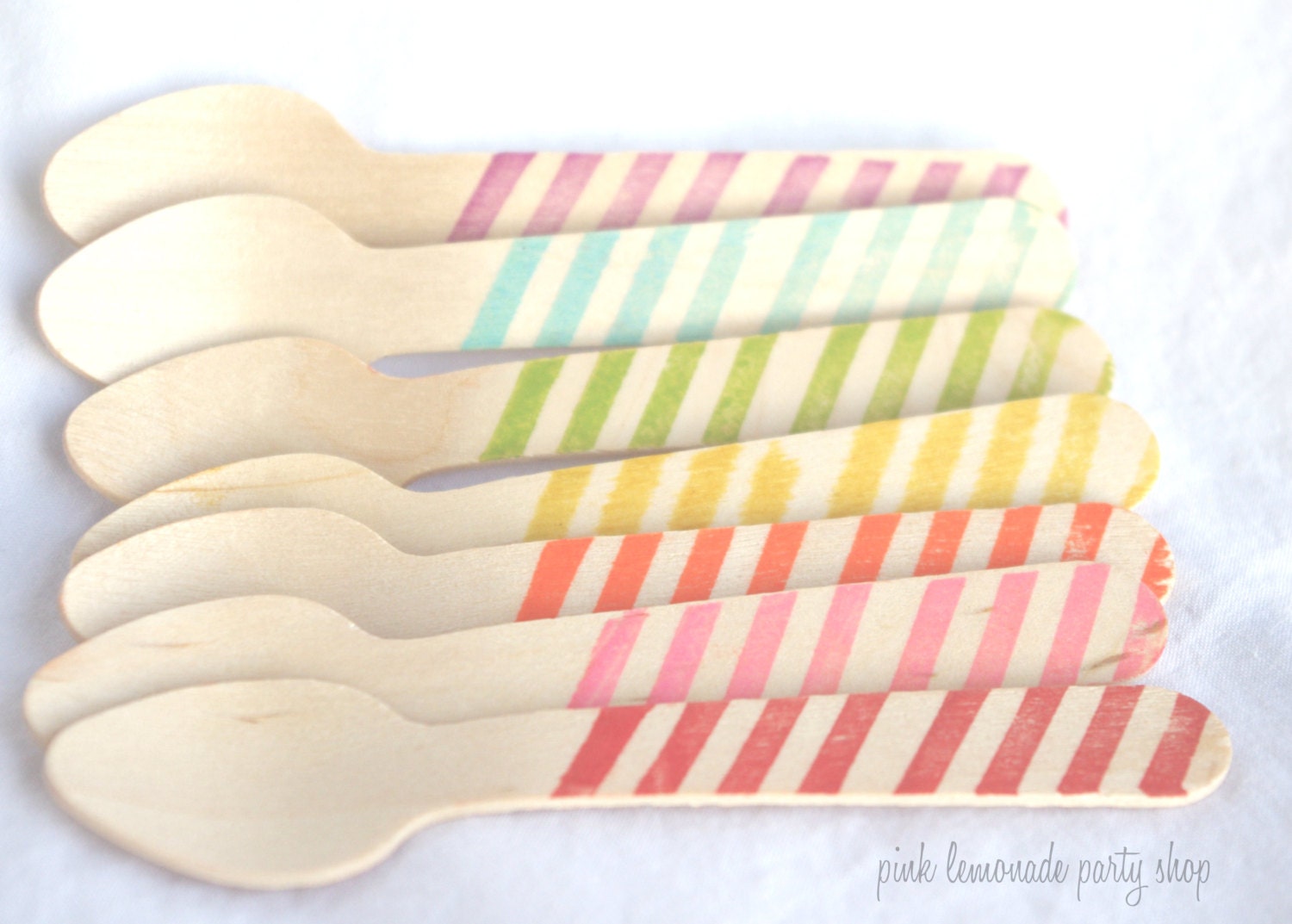 25HaNDSTamPed Striped WooD Taster spoons--choose colors-made to order-up to 7days to ship--weddings- parties--25pieces Il_170x135