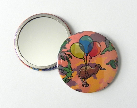 Kiwi Compact Pocket Mirror Kiwi Bird Balloons
