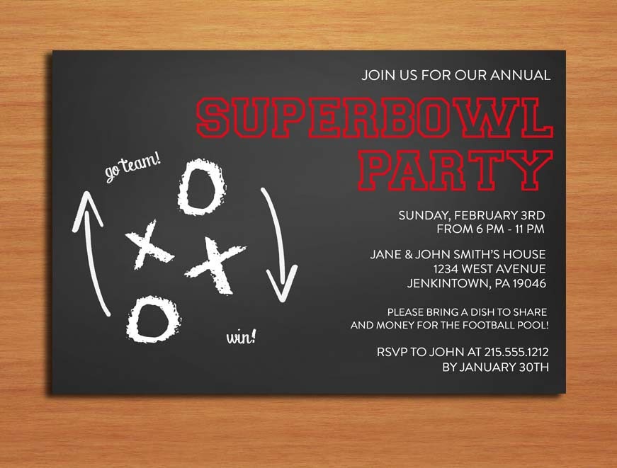 Chalkboard Superbowl / Football Party Invitation Cards DIY