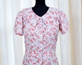 1940's Dress // Feedsack Pink Daisy War Era Dress