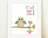 Owl Love You Forever Art Print / Owl Heart You 4Ever Print