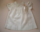 Sweet Vintage White Baby Dress Hand Made Phillipines c. 1960  Embroidery & pintucks