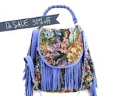 SALE- 30% off- Hobo bag- Tapestry and Leather fringe bag
