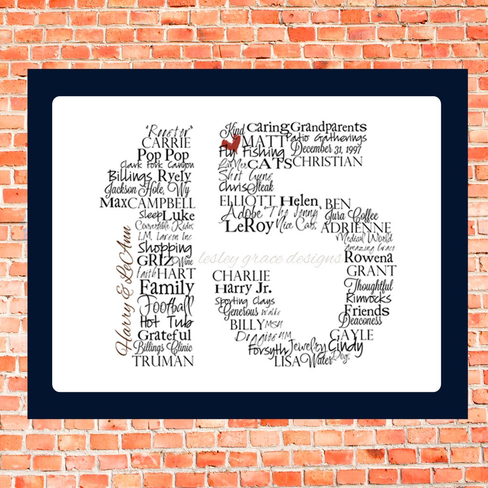 Custom Number Monogram, Typography Art, 11x14 digital print