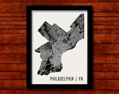 Philadelphia Map Art City Print, 18 x 24
