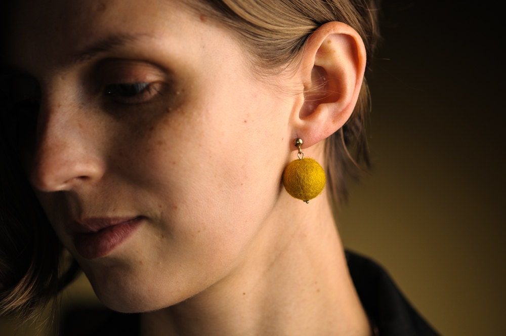 Pastel Colour Felt Earrings Set of 3 Post Stud Small Short Summer Earrings
