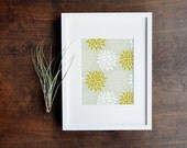 Floral Illustration Wall Decor - Yellow, White and Taupe Blossom Pattern Art Print - 8x10