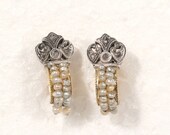 Georgian 18k Gold Earrings Natural Pearls Rose Cut Diamonds Small ravishing 18th Century Jewelry Portugal