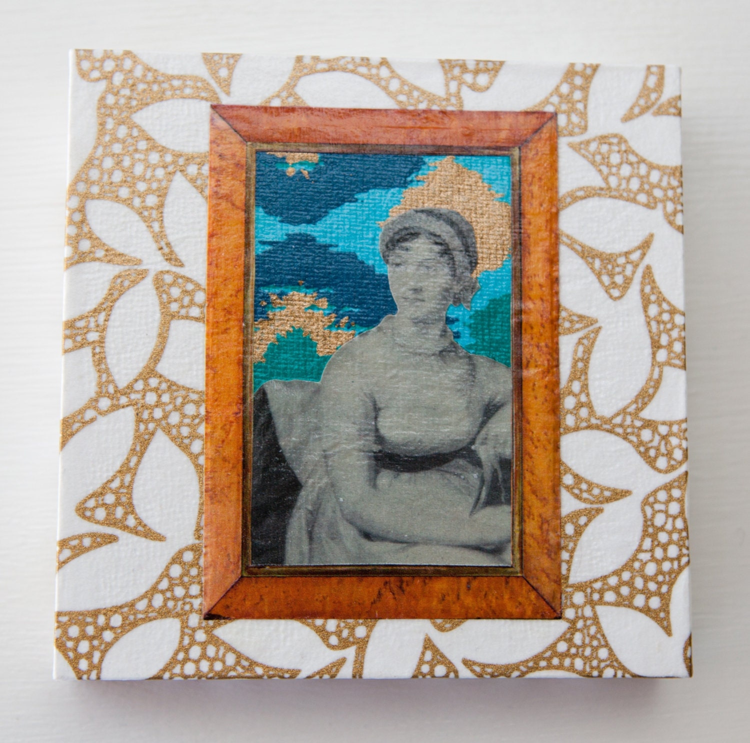 BFF Jane collage on wood block