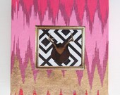Antlers collage on wood block