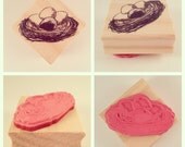 Bird Nest Wood Mounted Rubber Stamp