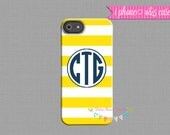 Monogrammed iPhone Case - Lemon Yellow Stripes