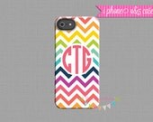 Monogrammed iPhone Case - Rainbow Chevron