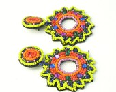 Vintage Seed Bead Rhinestone Colorful Hippie Dangle Costume Jewelry Earrings on Etsy