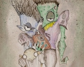 Football Fundraiser  Cartoon -  Art By Creepymama - Scary, Creepy, Football, Art, family, children, pets, halloween, witches