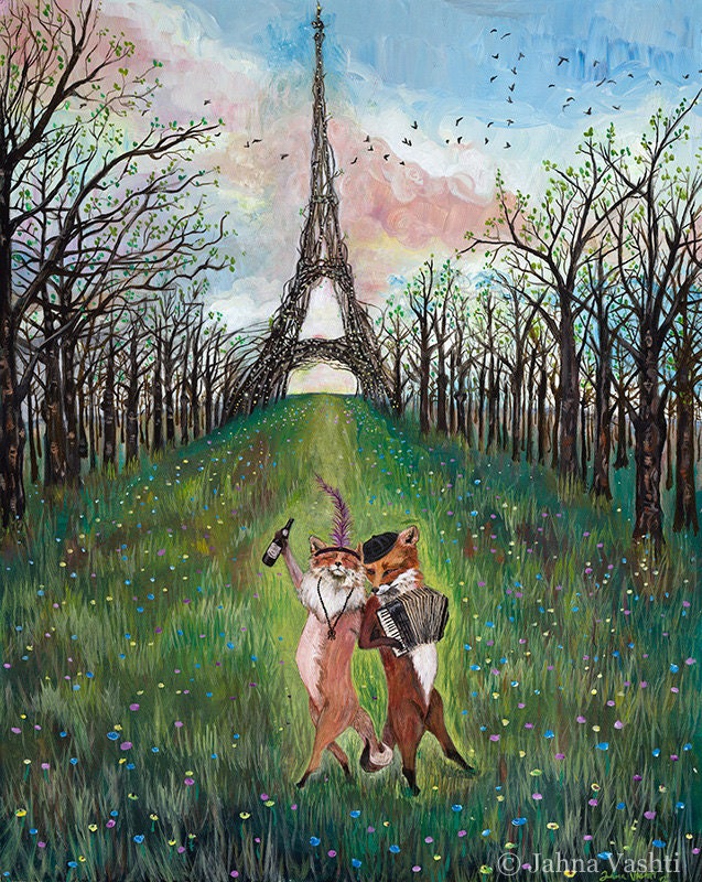 Je Ne Sais Quoi, Anniversary card, valentine, Birthday card, wedding card, fox art, french, woodland, romantic card