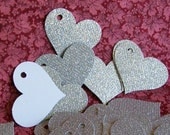 10 SILVER HEARTS Wedding Party Favor Gift Tags
