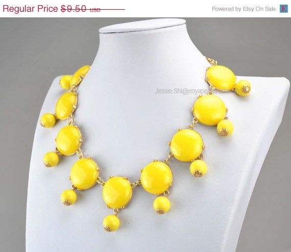 Bubble Statement Necklace,  Chunky Bubble Necklace, Bubble Yellow Necklace (FN0539-M-Yellow)