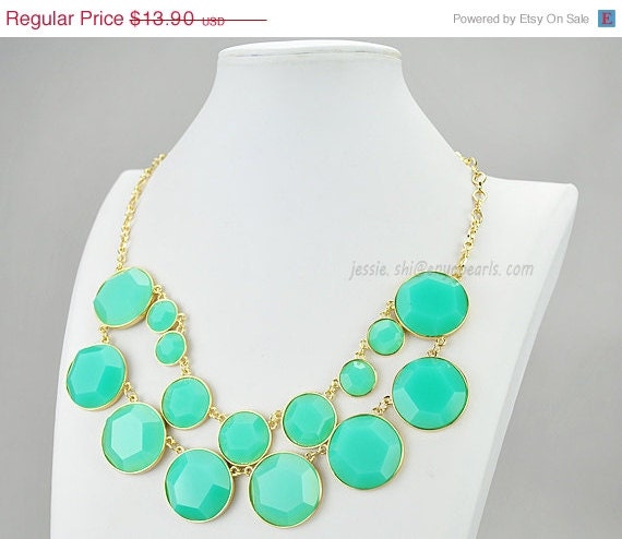 Lake Blue Bubble Necklace, Blue Bubble Jewelry, Lake Blue Cluster Necklace, Resin Jewelry (FN0575-Lake Blue)