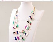 Colorful Cluster Necklace, Statement Necklace, Colorful Beads Jewelry , Colorful Bubble Necklace, Resin Jewelry (FN0648-Colorful)