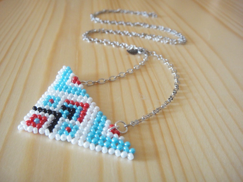 Native Pattern Seed Bead Triangle Pendant Necklace,Tribal Triangle Necklace,Bohemian Jewelry,Hippie Jewelry,Geometric Jewelry,Summer Jewelry
