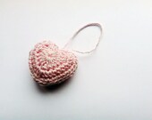 Crocheted pink heart, heart decoration, heart ornament