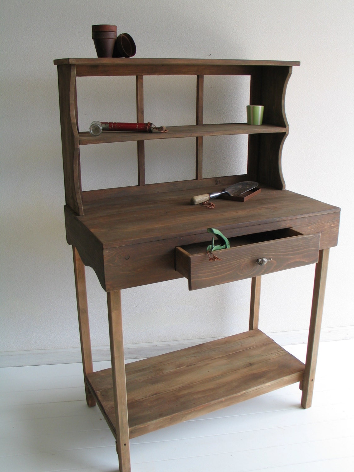 Window Frame Potting Bench - With Drawer