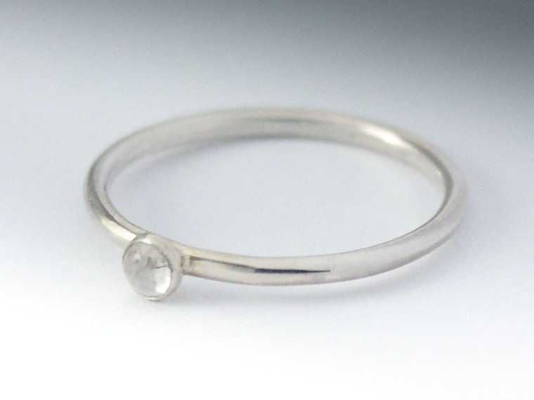 Dainty Moonstone  ring - Stackable Sterling Silver Moonstone  ring - 3mm stone