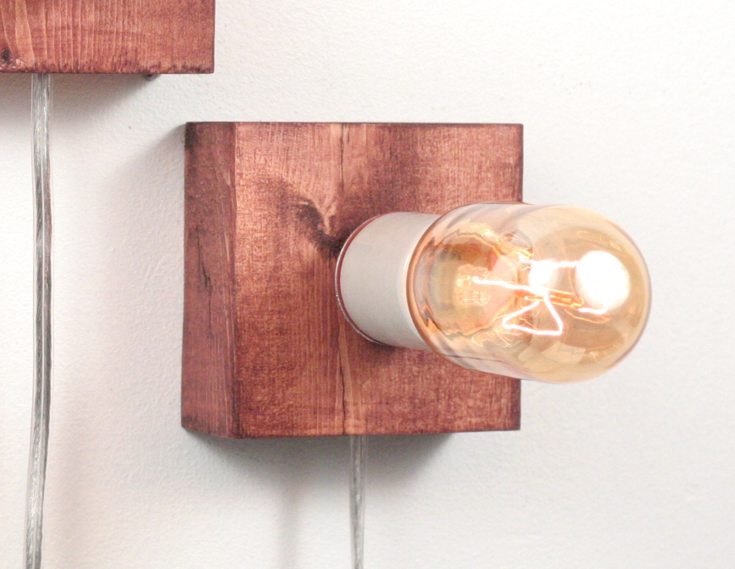 Rustic Wall Lamp I- Rustic Wall Sconce, Wood Lamp, Exposed Edison Bulb Lighting, Rustic Night Light