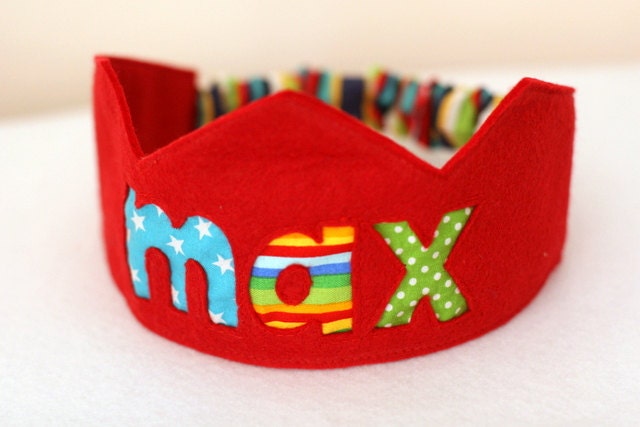 Felt Crown Birthday Crown -  Personalized - RED