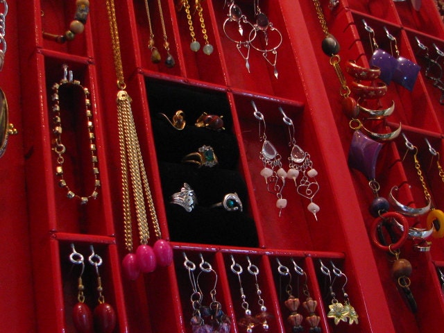 Jewelry Display with stud slots and ring cubby