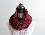 the Alma // chunky infinity scarf cowl // knit circle scarf by theLOVEstitch in oxblood red // valentine's day gift idea
