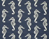 Custom Rod Pocket Curtains-Pair-SeaFriends,Coastal Navy/Slub