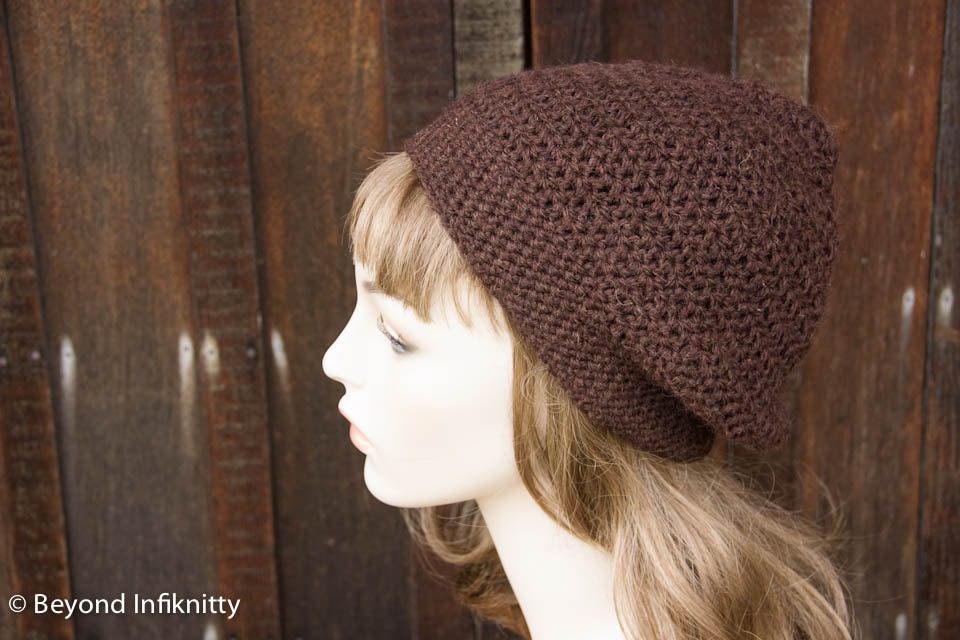 Casual Rich Brown Crocheted Beanie - Versatile Spring Accessories - Cotton Blend