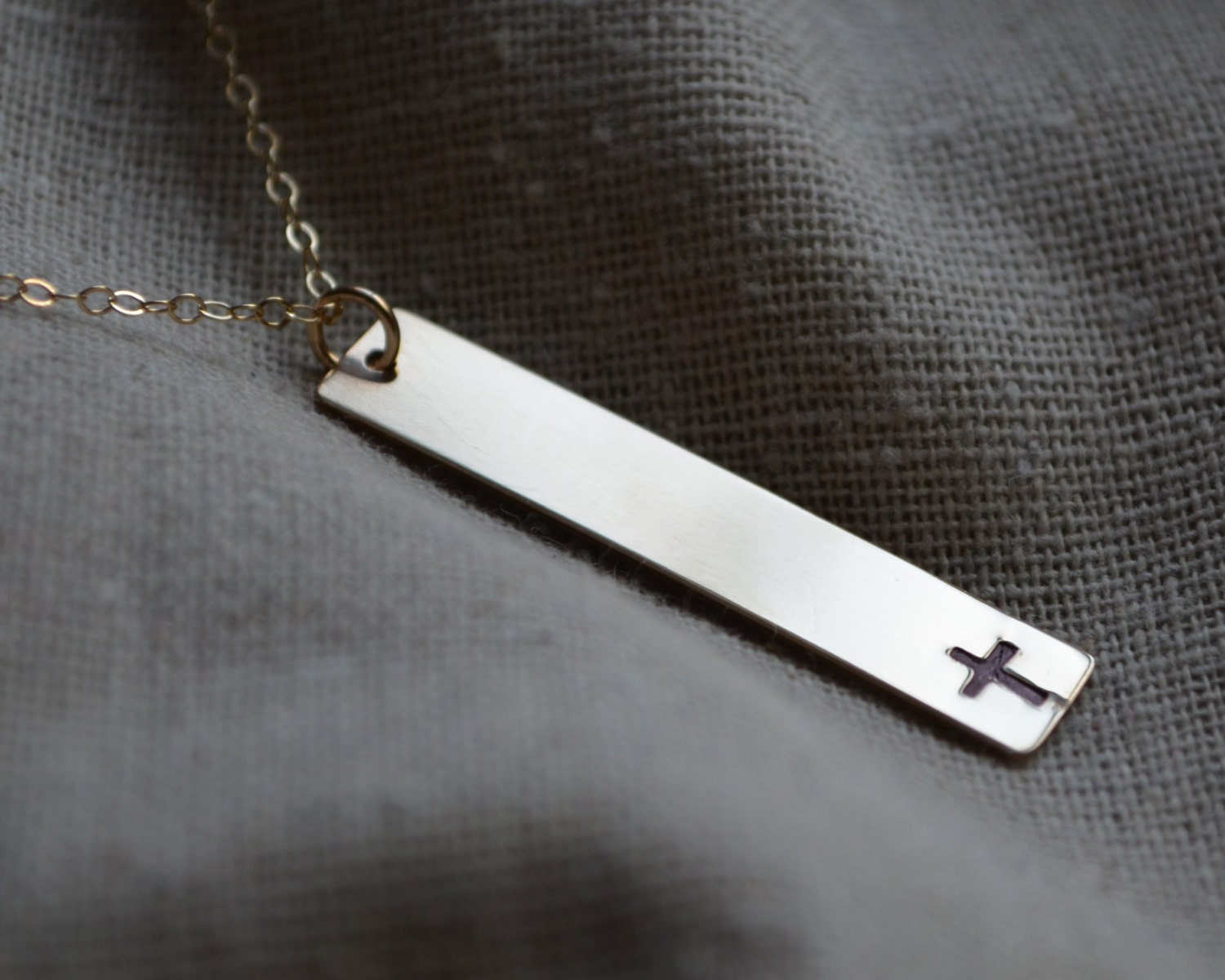 Long Gold Stamped Necklace - Custom - Personalized - initial
