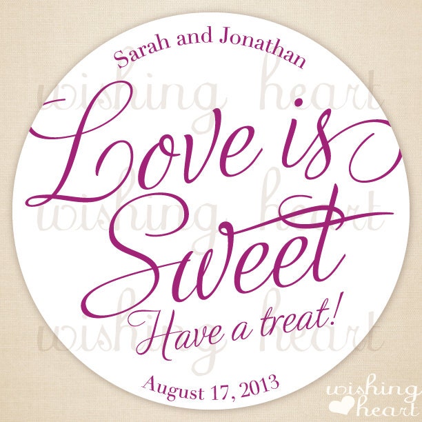 Thank You Favor Sticker - Love is Sweet, Have a Treat - Candy Buffet, Candy Bar Favor - 140 2 Inch Stickers for Wedding or Bridal Shower Il_170x135