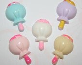 5 x Small Sized Coloured Lollipop Sweets Cabochon Flatbacks