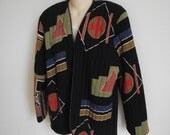 Vintage coat jacket quilted southwestern boho print   M L