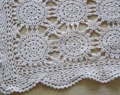Vintage Crochet doiley lace table runner ivory  ecru 36x14"