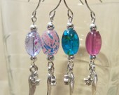 Silver Mini Star & Detailed Wing Beaded Dangle Earrings