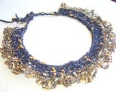 Lace collar knitted / Fiber art necklace / Textile jewel crocheted / ooak / Ethnic design / ooak