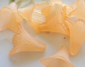 21mm Frosted Light Orange Acrylic Long Elegant Trumpet Flower Beads, 8 PC (C16)