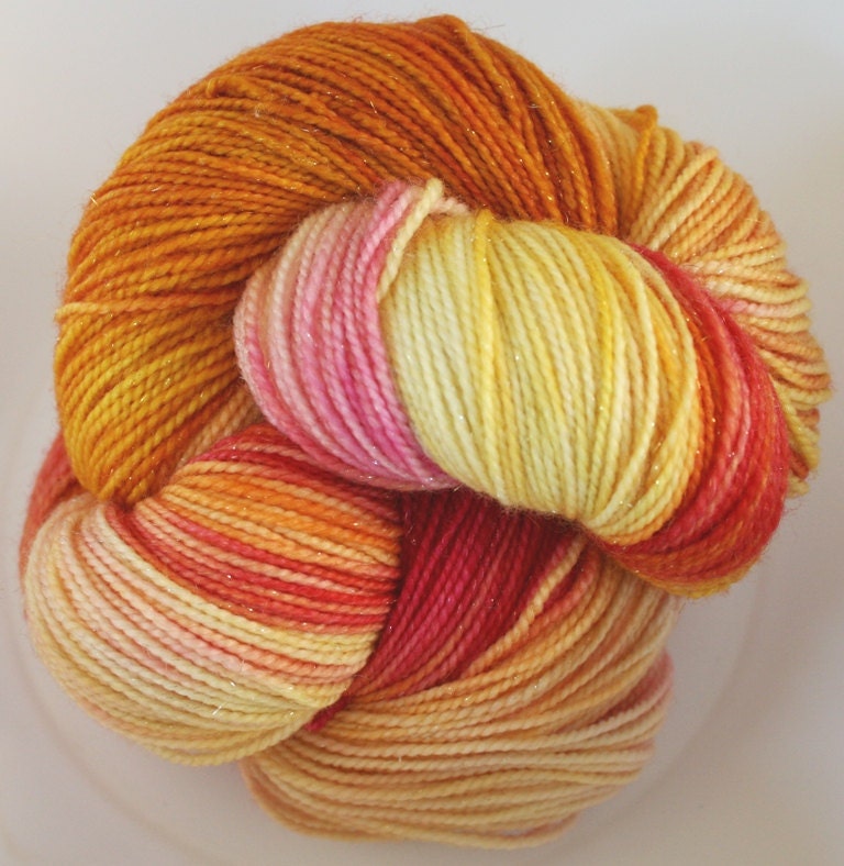 All Things Bright and Beautiful: Superwash Panache (silver sparkle) Hand Painted Sock Yarn