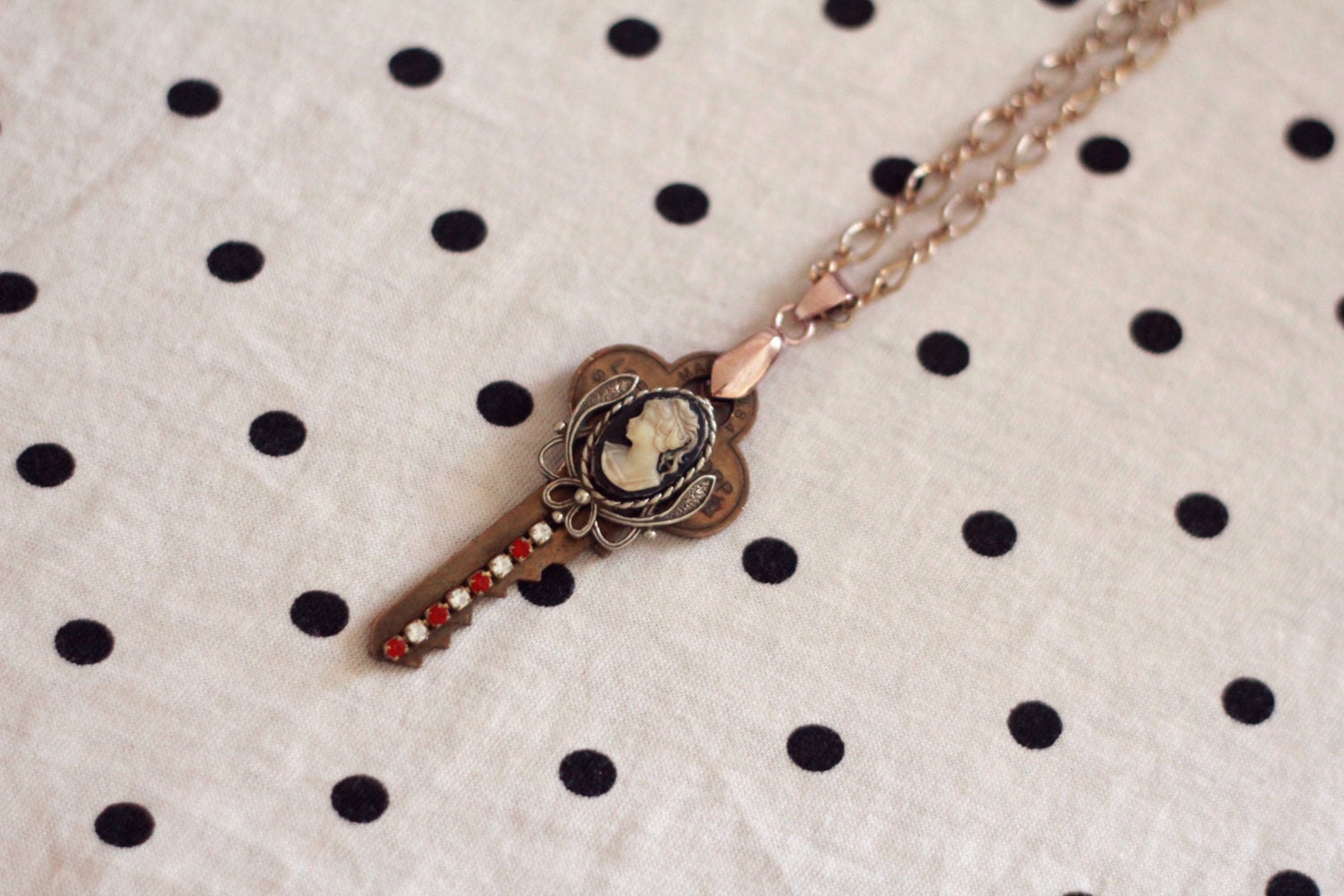 Repurposed "Cameo" Key Necklace